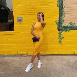 ZARA *yellow/orange bodycon tank top dress!